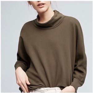 Anthropologie Stateside Bente Cowl Neck Sweater Thermal Olive Green XS X Small